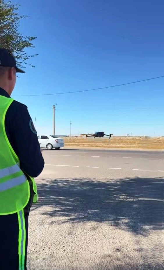 В Жанаозене дроны вышли на службу дорожной безопасности