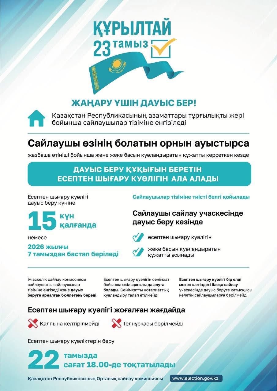 Дауыс беру құқығына арналған ЕСЕПТЕН ШЫҒАРУ КУӘЛІГІН қалай алуға болады?