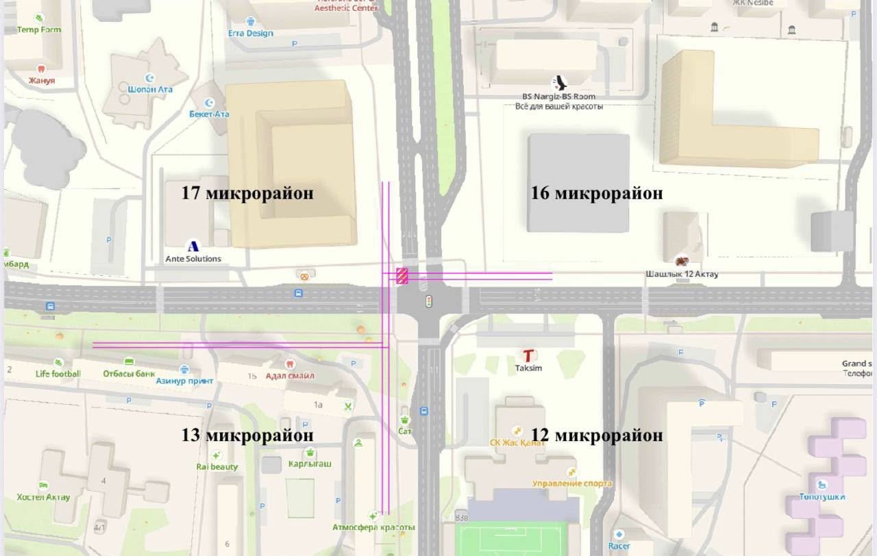 В Актау временно ограничат движение на участке центральной дороги