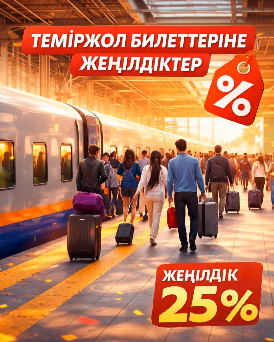 Алматы – Маңғыстау бағытындағы теміржол билеттеріне 25 пайыз жеңілдік беріледі