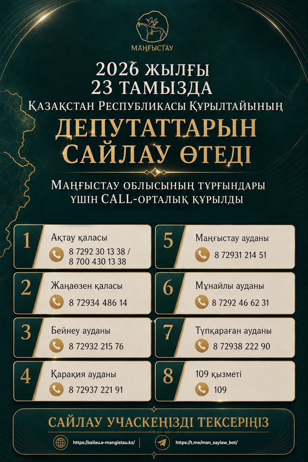 Маңғыстау тұрғындары сайлау учаскесін онлайн біле алады